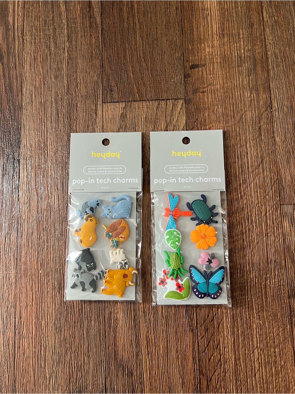 🐶🐮🐦heyday Pop- In Tech Charms Bundle of (2 sets) NEW - 🪲🦋🌺